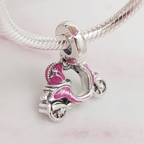 Pandora Pink Scooter Dangle Charm with pouch - Picture 4 of 5